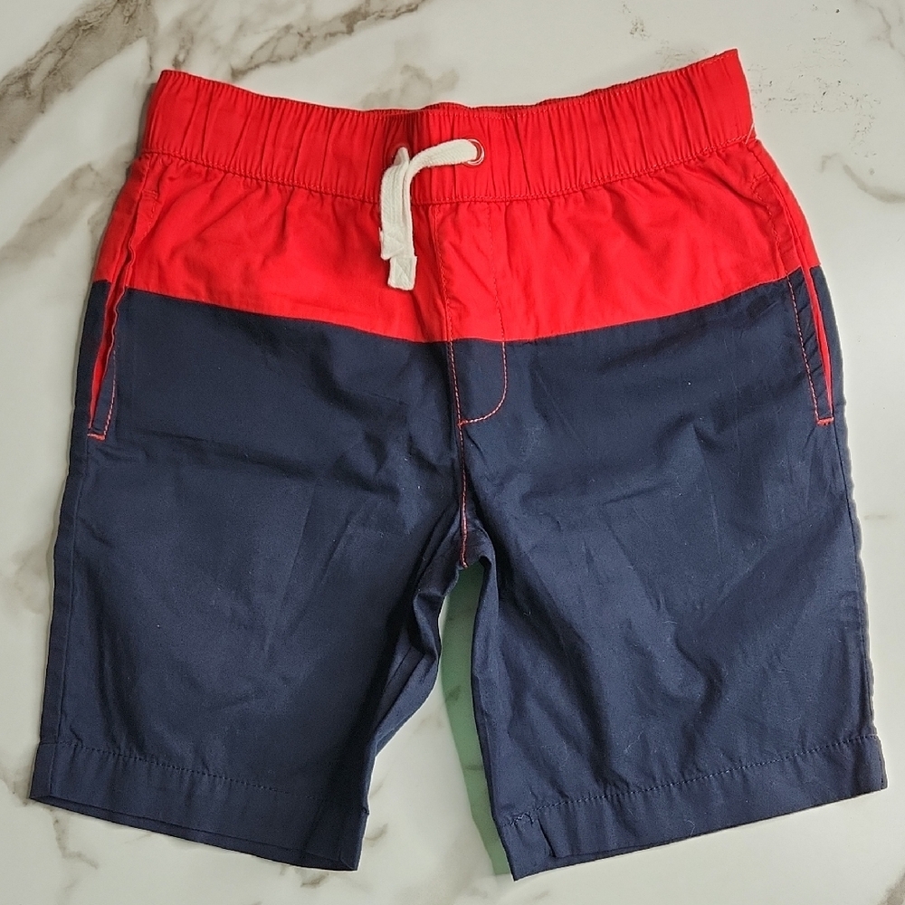 Red and Navy Blue Shorts with Drawstring